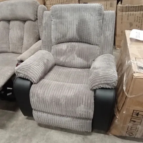 DESIGNER FAUX LEATHER AND FABRIC RECLINER CHAIR 