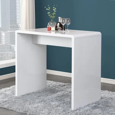 BOXED GLACIER RECTANGULAR BAR TABLE IN WHITE HIGH GLOSS (1 BOX)
