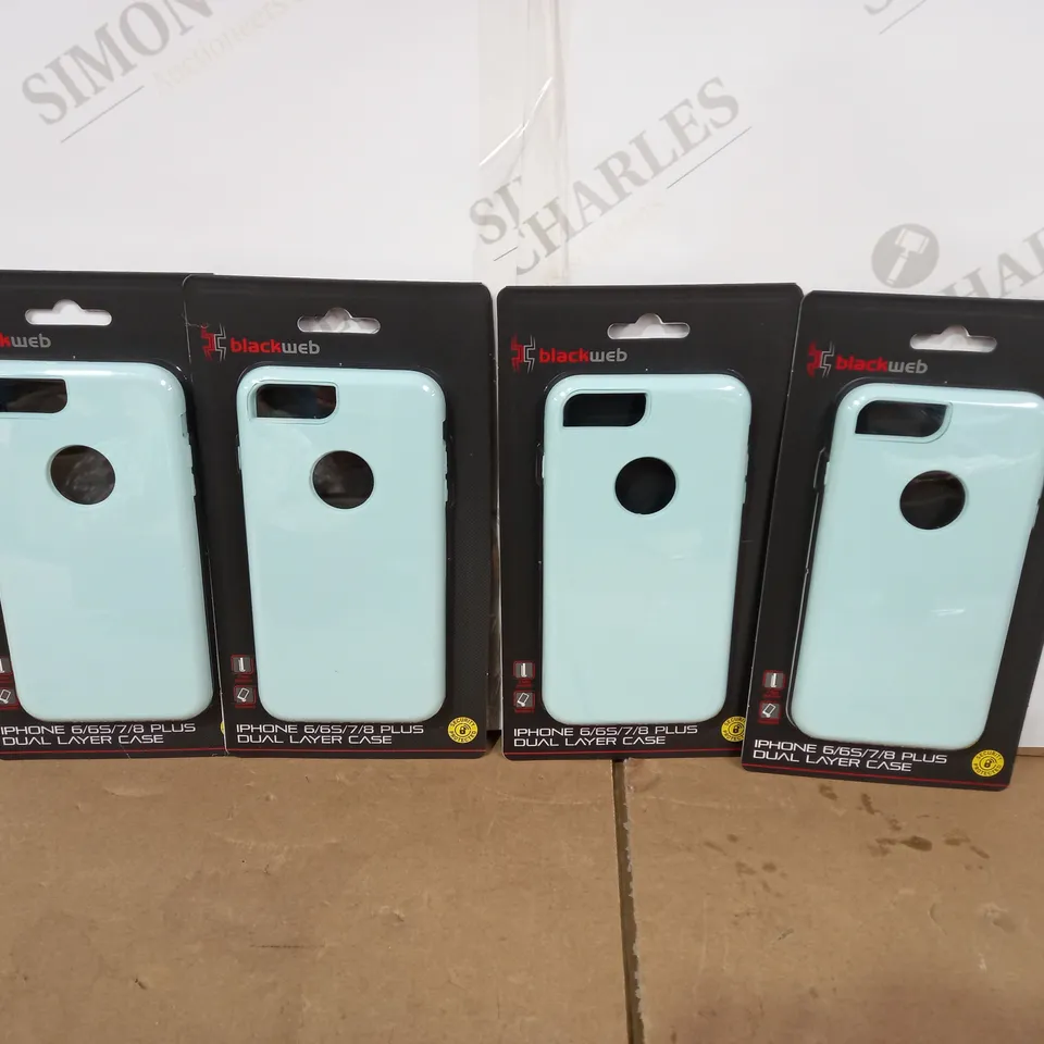 LOT OF APPROXIMATELY 10 ASSORTED PACKS OF BLACKWEB IPHONE 6/6S/7/8 PLUS DUAL LAYER CASES (4 PER PACK)