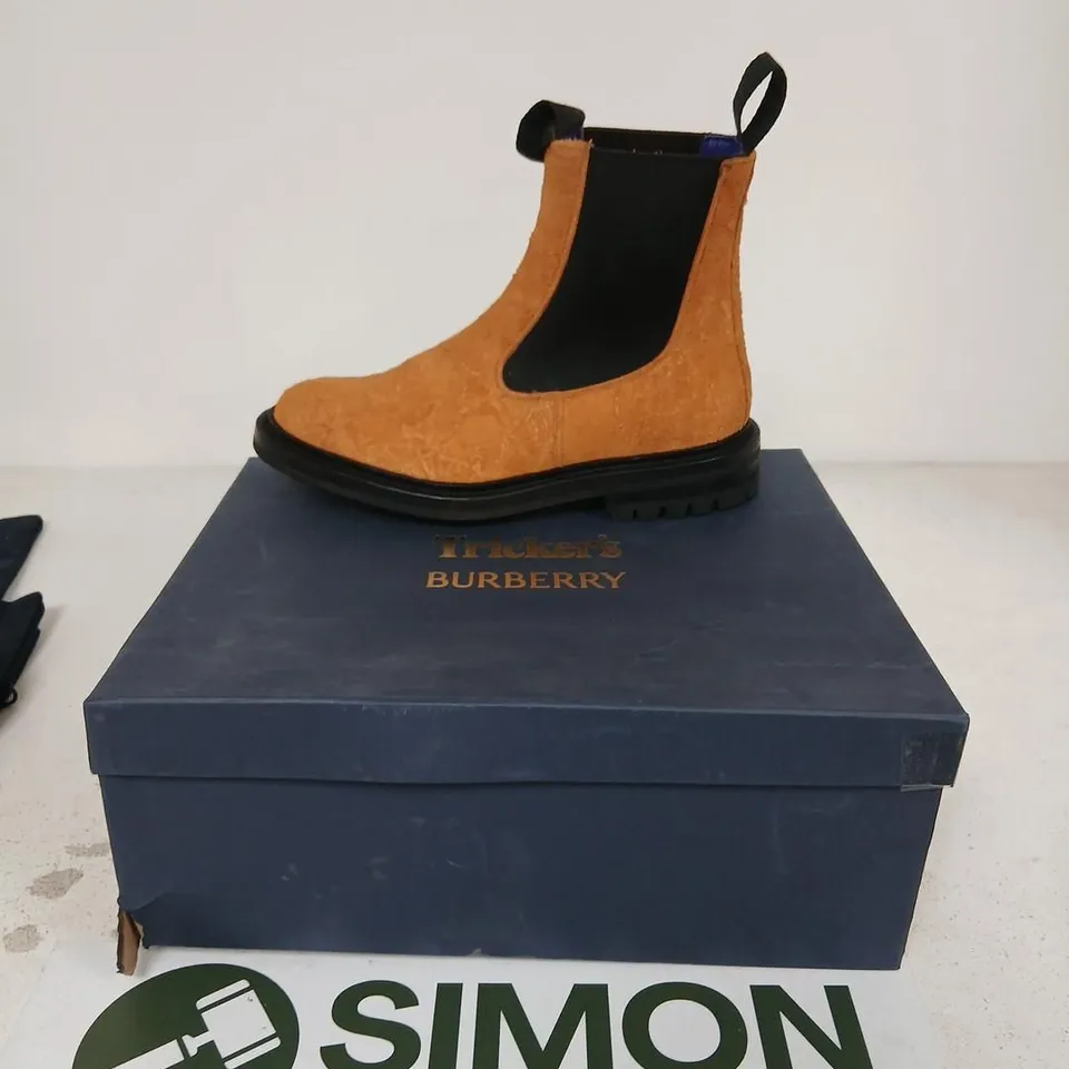 TRICKER'S BURBERRY CHELSEA BOOTS – WARM CARAMEL SUEDE, UK 6