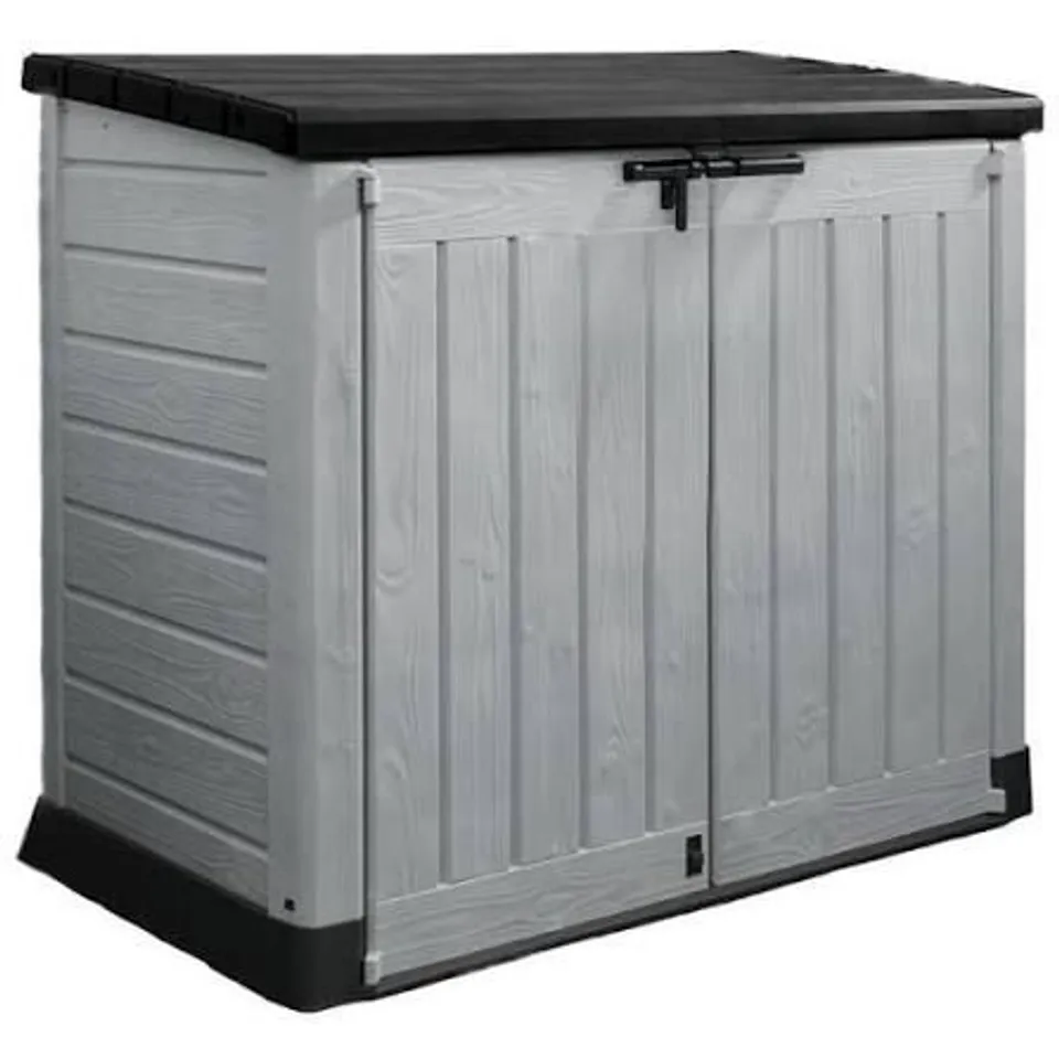 BOXED KETER STORE IT OUT MAX 1200L OUTDOOR GARDEN & WHEELIE BIN STORAGE SHED BLACK