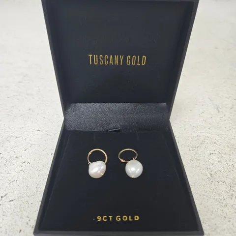 TUSCANY GOLD 9CT GOLD PEARL DROP EARRINGS