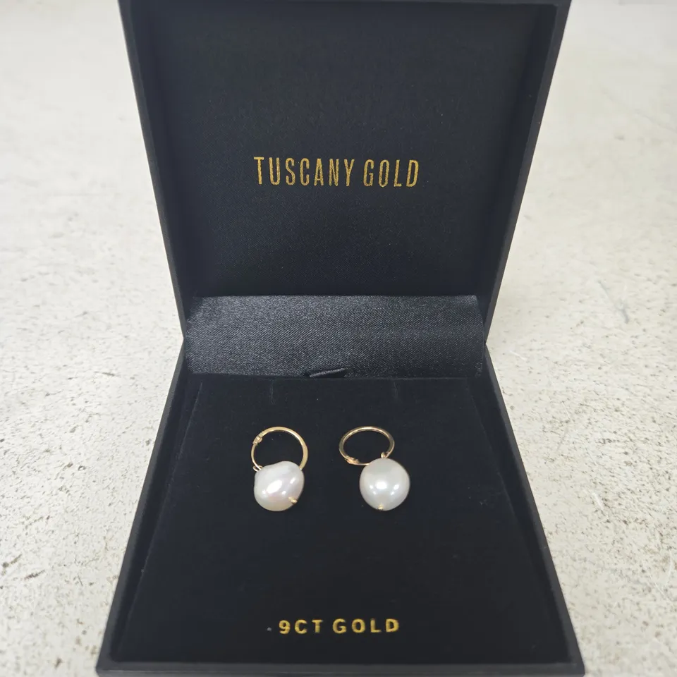 TUSCANY GOLD 9CT GOLD PEARL DROP EARRINGS