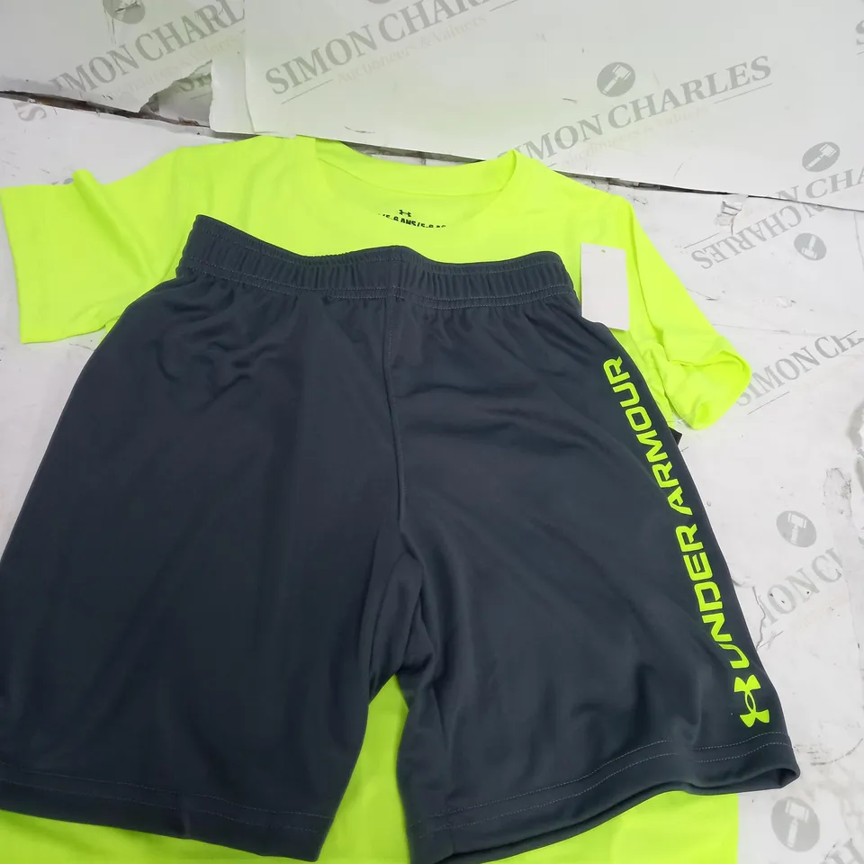 BOYS LIME & GREY SHORT T-SHIRT SET SIZE 5-6YRS
