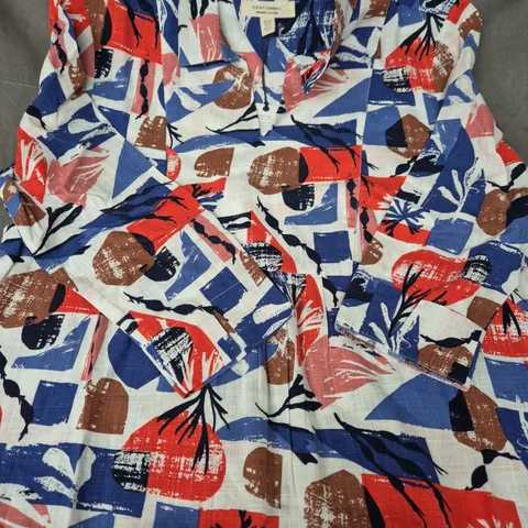 WOMEN'S TUNIC TOP – ORGANIC COTTON, ABSTRACT MARINE PRINT, UK 12