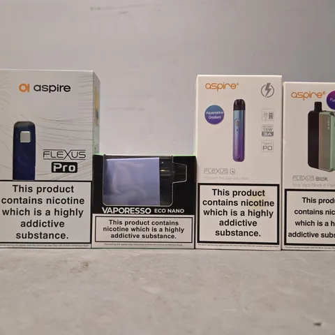 BOX OF APPROXIMATELY 15 ASSORTED E-CIGARETTES TO INCLUDE - ASPIRE , VAPORESSO 