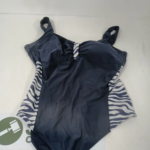 BONPRIX WOMEN'S NAVY SWIMSUIT WITH ZEBRA SIDE PANELS – UK 26