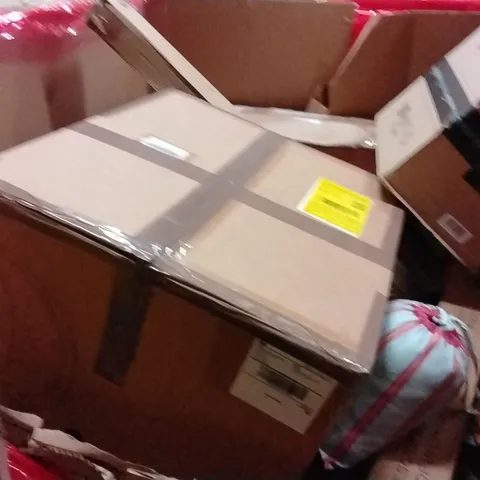 PALLET OF ASSORTED HOUSEHOLD GOODS AND PRODUCTS TO INCLUDE;CAT LITTER BOX,METAL BED