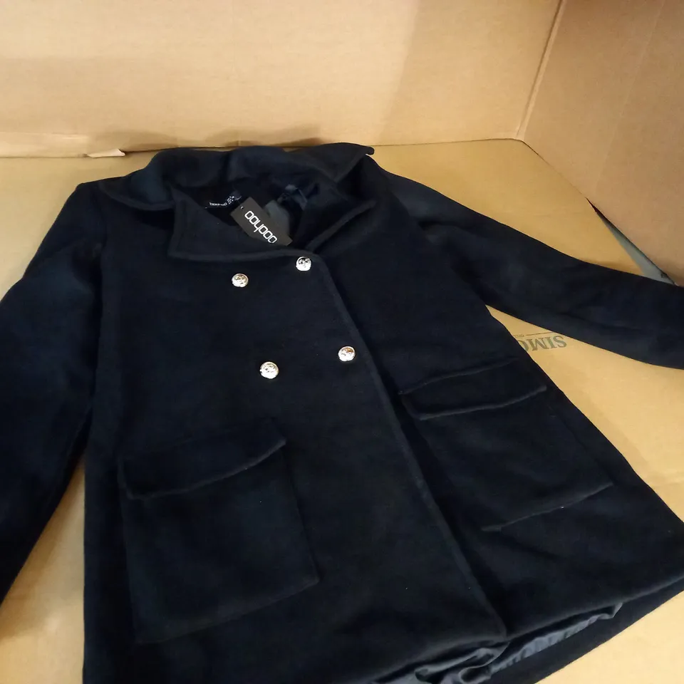 BOOHOO COLLARED DOUBLE BREASTED WOOL LOOK COAT - 8
