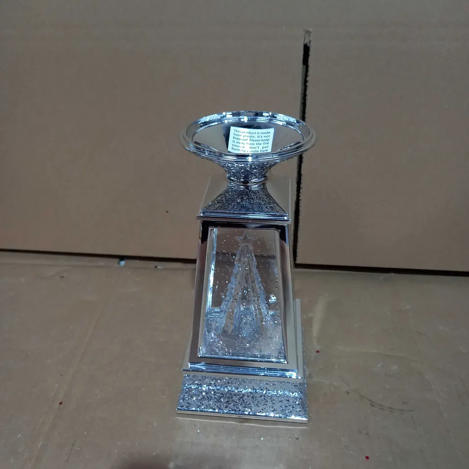 JULIEN MACDONALD FLAMELESS CANDLE HOLDER WITH SWIRLING GLITTER CHRISTMAS TREE 