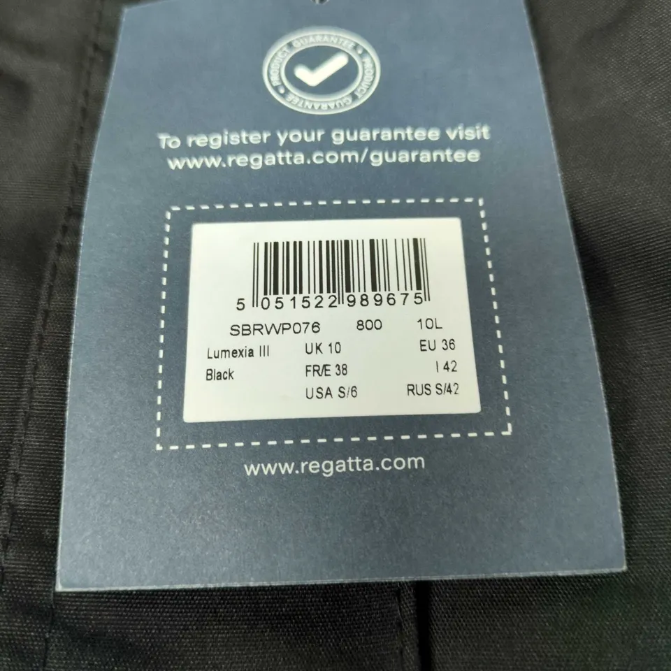 REGATTA GREAT OUTDOORS LUMEXIA III WATERPROOF PARKA JACKET – UK 10 – BLACK