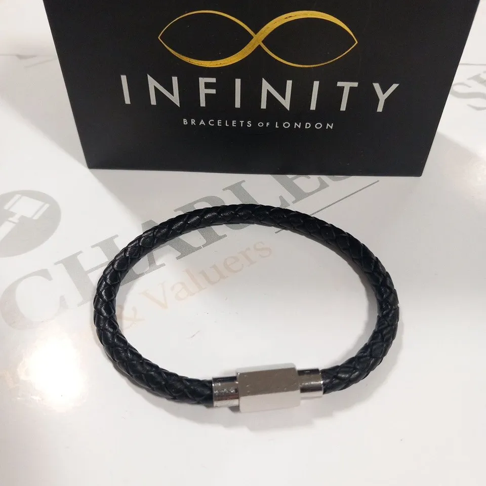 BOXED INFINITY LEATHER BRACELET