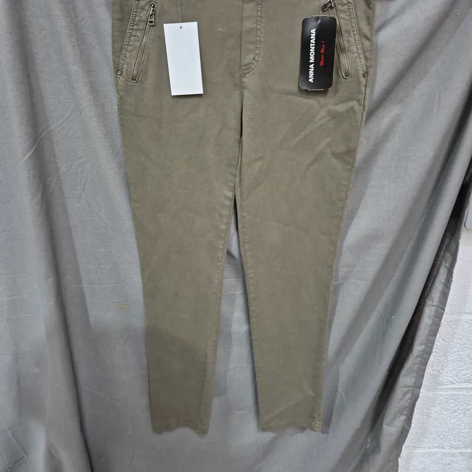 ANNA MONTANA ANGELIKA SLIM FIT KHAKI TROUSERS – WOMEN, SIZE 36, 76 CM