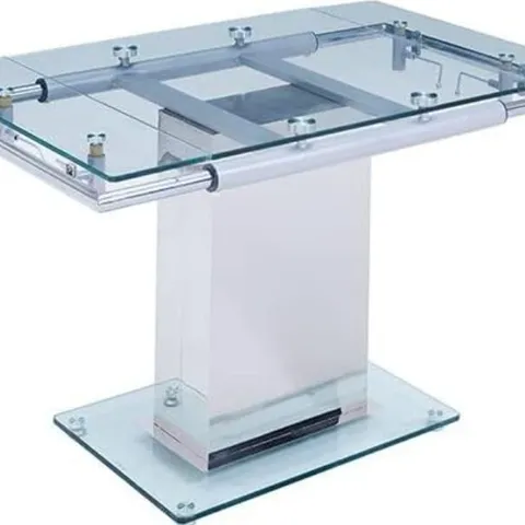 BOXED ENKE DINING TABLE - CLEAR/STAINLESS (3 BOXES)