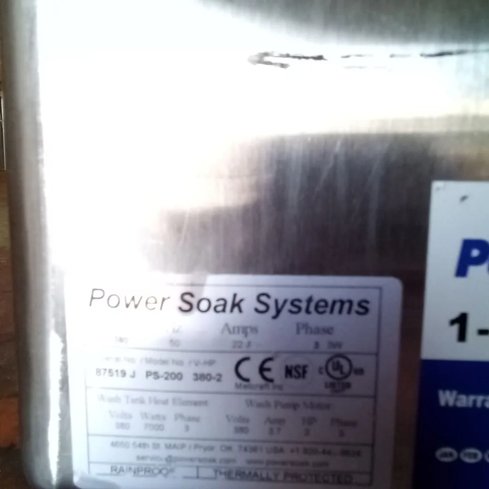 POWER SOAK COMMERCIAL PS200 DISH WASHING STATION