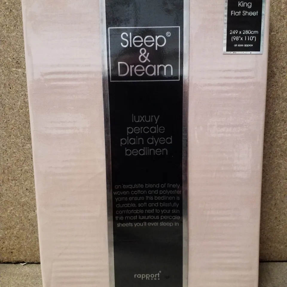 BRAND NEW SLEEP&DREAM LUXURY PERCALE PLAIN DYED BED LINEN (KING FLAT SHEET)