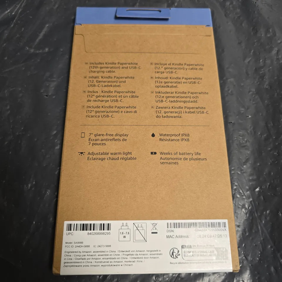 AMAZON KINDLE PAPERWHITE (12TH GEN) – 16GB, BLACK – BOXED