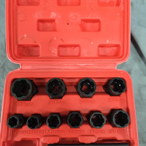 10-Piece Metric Socket Set in Red Case – 9–14mm & 15–19mm (excludes 18mm)