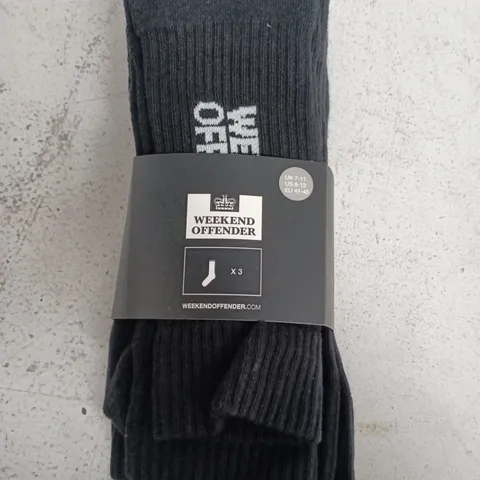 UK 7-11 WEEKEND OFFENDER SOCKS – 3 PACK, BLACK (US 8-12; EU 41-45)