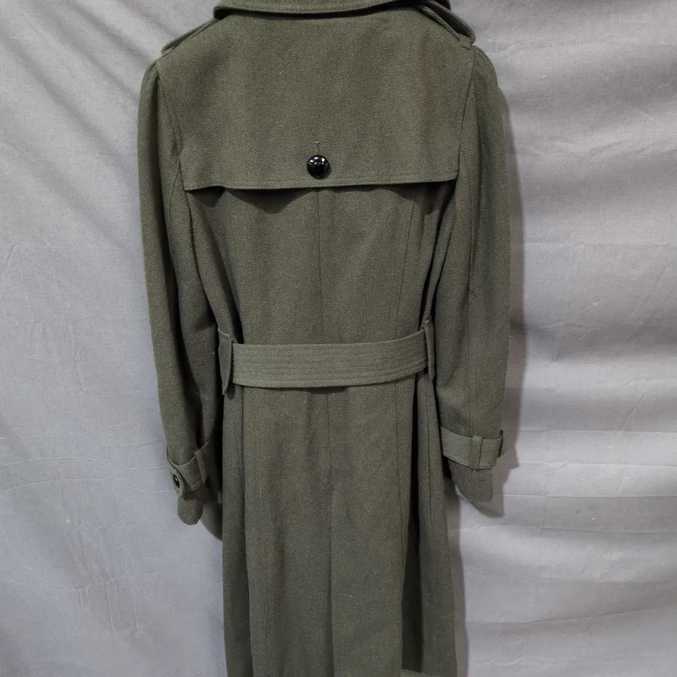 TOPSHOP WOOL-BLEND TRENCH COAT – OLIVE GREEN, UK 10 (EU 38 / US 6)