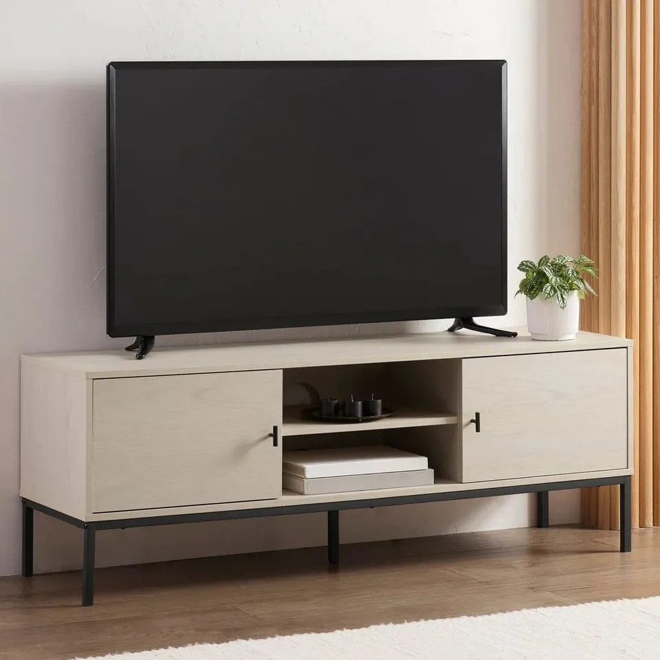 BOXED DUSK WILLOW 140CM TV UNIT FOR TVS UP TO 60" - LIGHT WOOD (1 BOX)