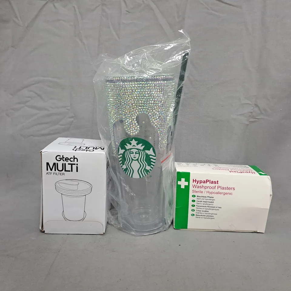 APPROXIMATELY 10 ASSORTED HOUSEHOLD ITEMS TO INCLUDE WATERPROOF PLASTERS, GTECH MULTI ATF FILTER, ETC