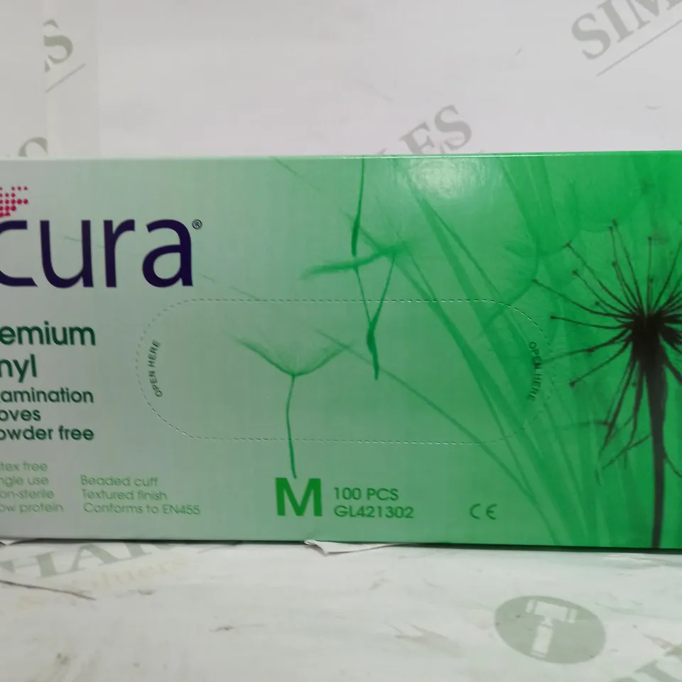 BOX OF 10 CURA PREMIUM VINYL GLOVES SIZE MEDIUM