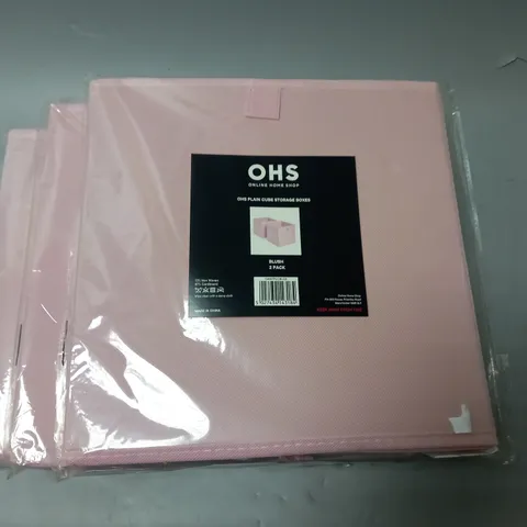 LOT OF 3 OHS PLAIN CUBE STORAGE BOX 2-PACKS IN BLUSH