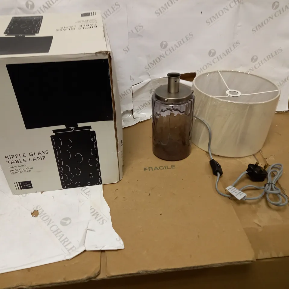 JOHN LEWIS RIPPLE GLASS TABLE LAMP 