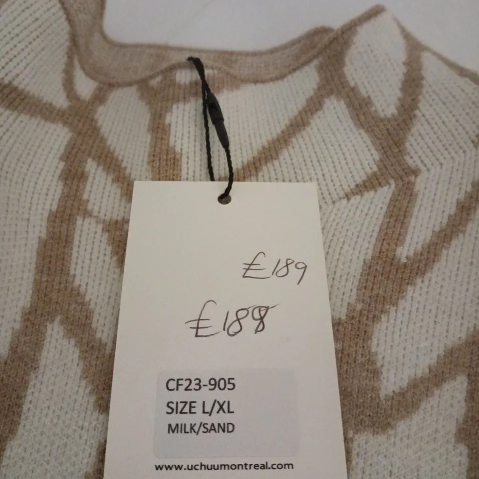 UCHUU MONTREAL MILK/SAND JUMPER LARGE/EXTRA LARGE TAGGED