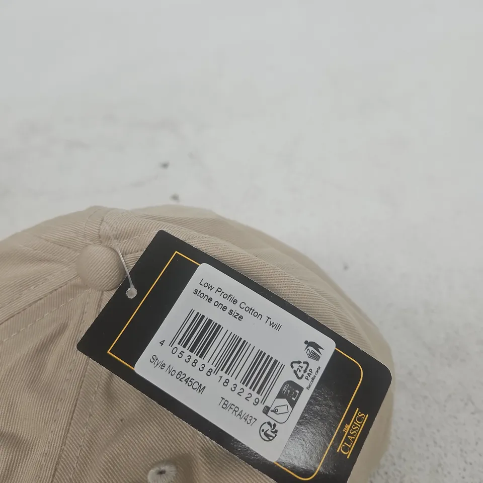 THE CLASSICS BY YUPOONG BASEBALL CAP – STONE-COLOUR COTTON TWILL, LOW PROFILE, ONE SIZE