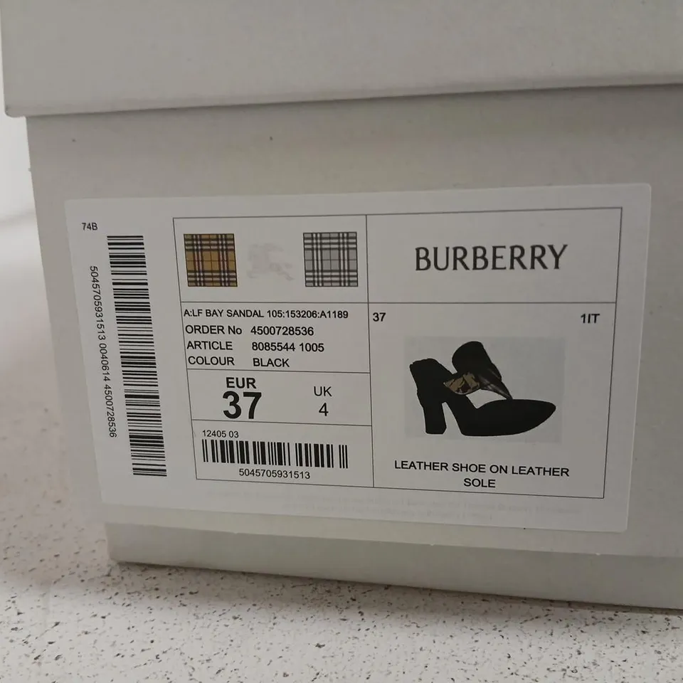 BURBERRY WOMEN'S LEATHER SANDALS – BLACK, UK4 (EU37)