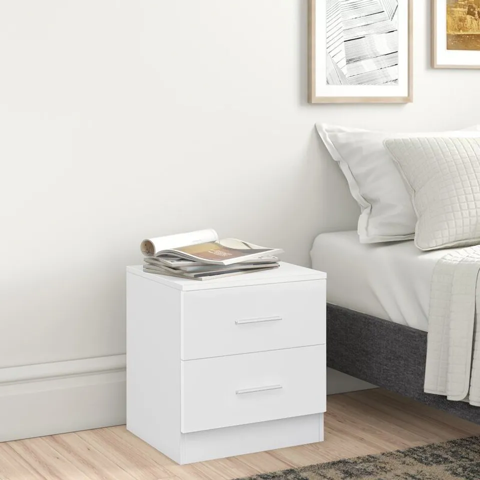 EVE 2 DRAWER BEDSIDE TABLE - MATT WHITE / GREY