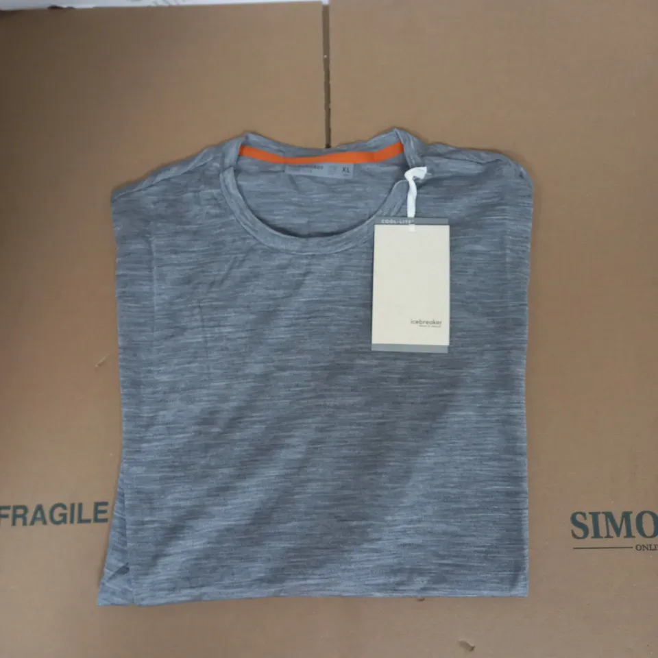 ICEBREAKER COOL-LITE LONG SLEEVE MEN SPHERE TEE IN GREY MELANGE SIZE XL