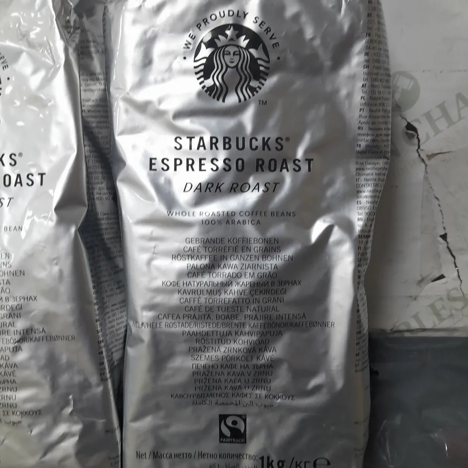 LOT OF 3 1KG PACKS OF STARBUCKS ESPRESSO ROAST WHOLE COFFEE BEANS