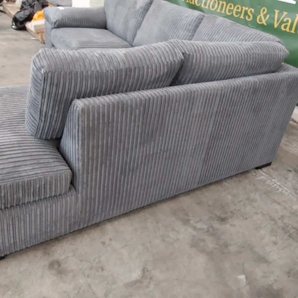 DESIGNER CORNER CHAISE SOFA GREY JUMBO CHORD