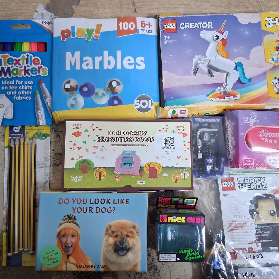 TOTE OF ASSORTED TOYS AND ACCESSORIES TO INCLUDE;