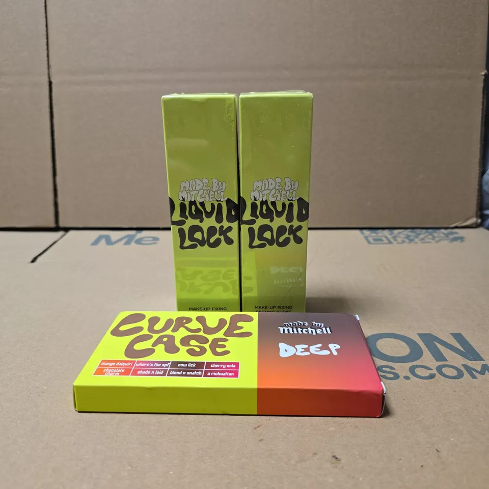 3 X MADE BY MITCHELL PRODUCTS: 2 X MAKE UP FIXING SPRAY + CURVE CASE DEEP