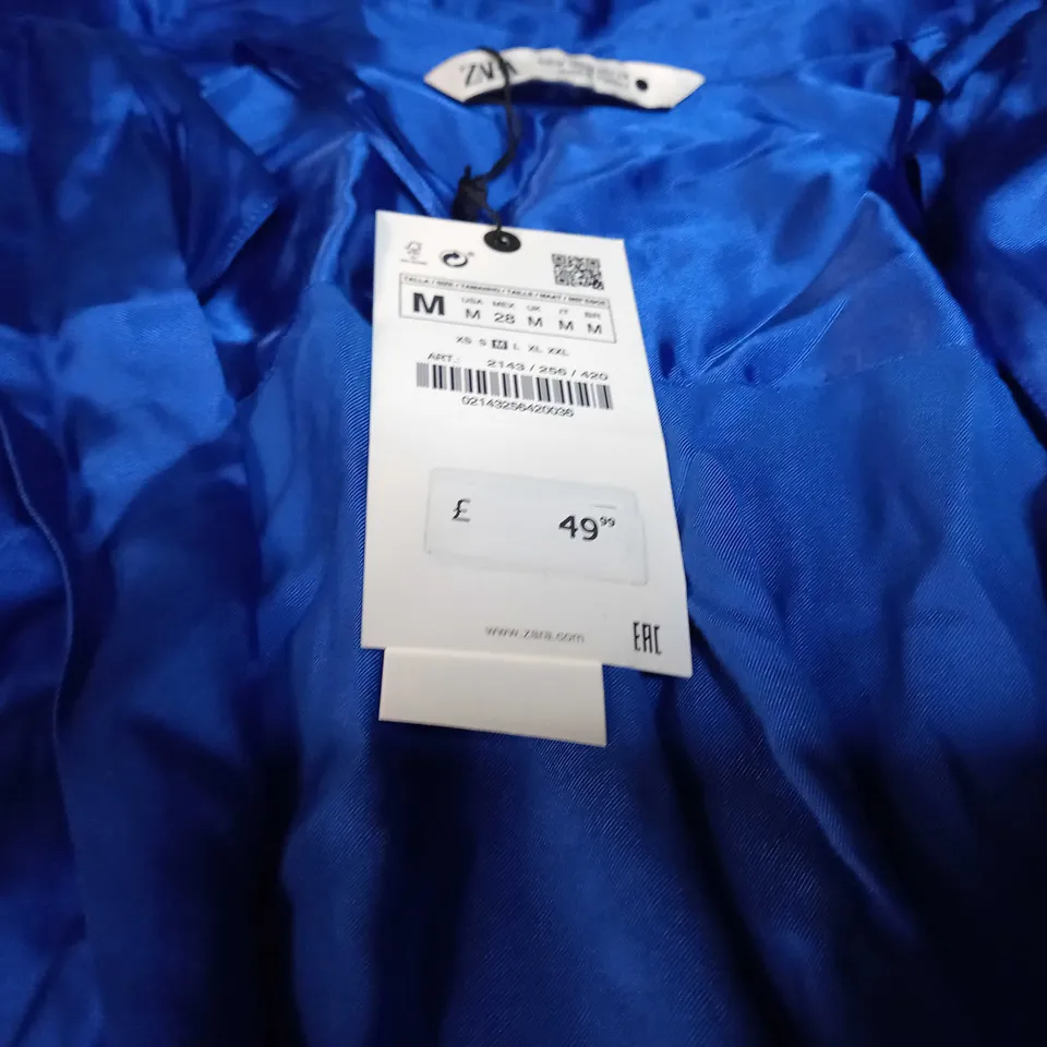 ZARA ROYAL BLUE SATIN SHIRT DRESS - MEDIUM