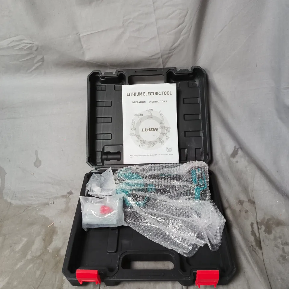 LITHIUM ELECTRIC TOOL SET IN BLACK CARRY CASE 