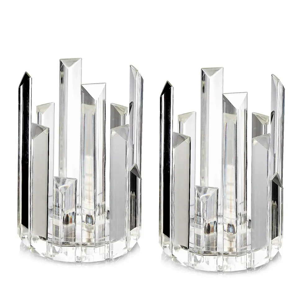 LUXENOA ICE SHARD CANDLE HOLDER DUO