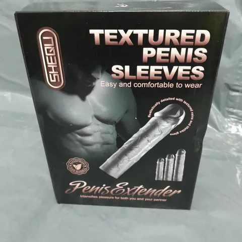 BOXED SHEQU TEXTURED PENIS SLEEVES PENIS EXTENDER 