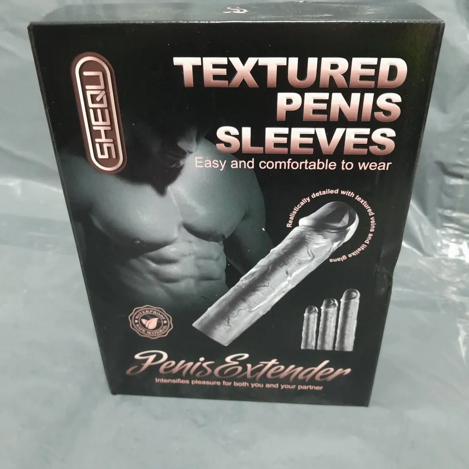 BOXED SHEQU TEXTURED PENIS SLEEVES PENIS EXTENDER 