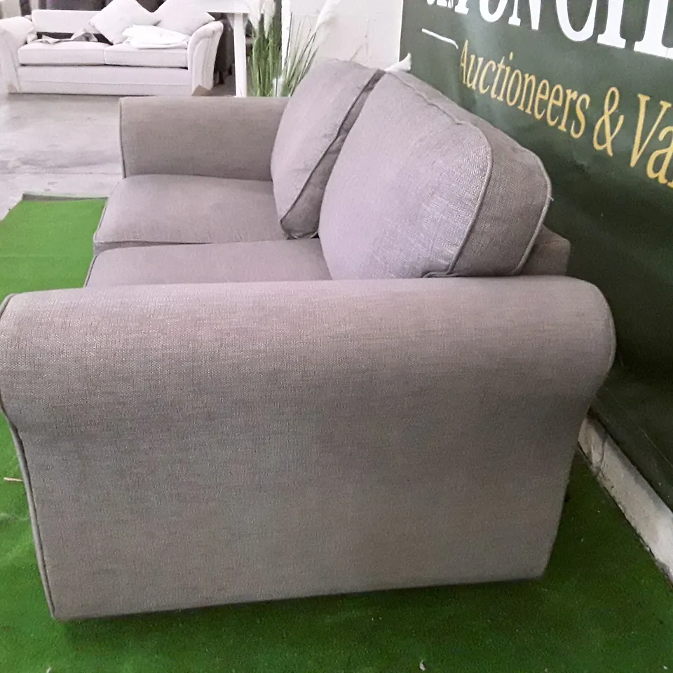 DESIGNER 3 SEATER SOFA - GREY FABRIC 