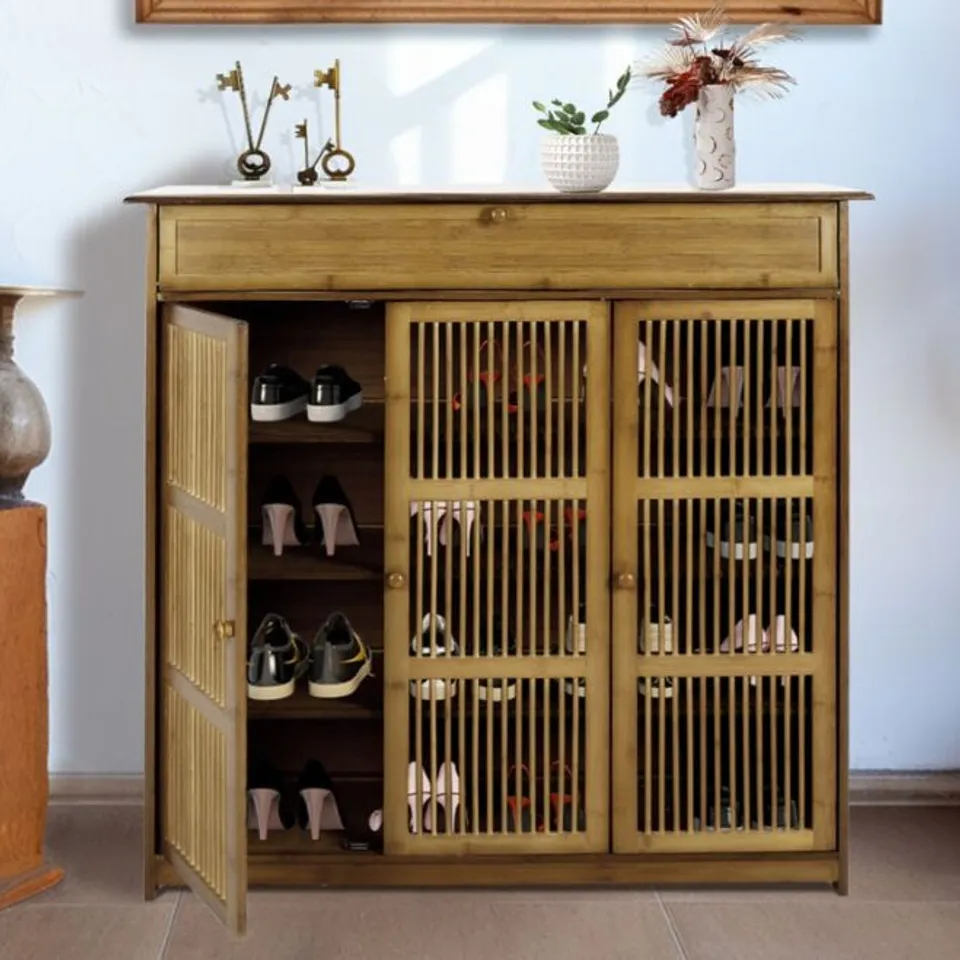 BOXED 18 PAIR FLIP DOWN SHOE STORAGE CABINET (1 BOX)