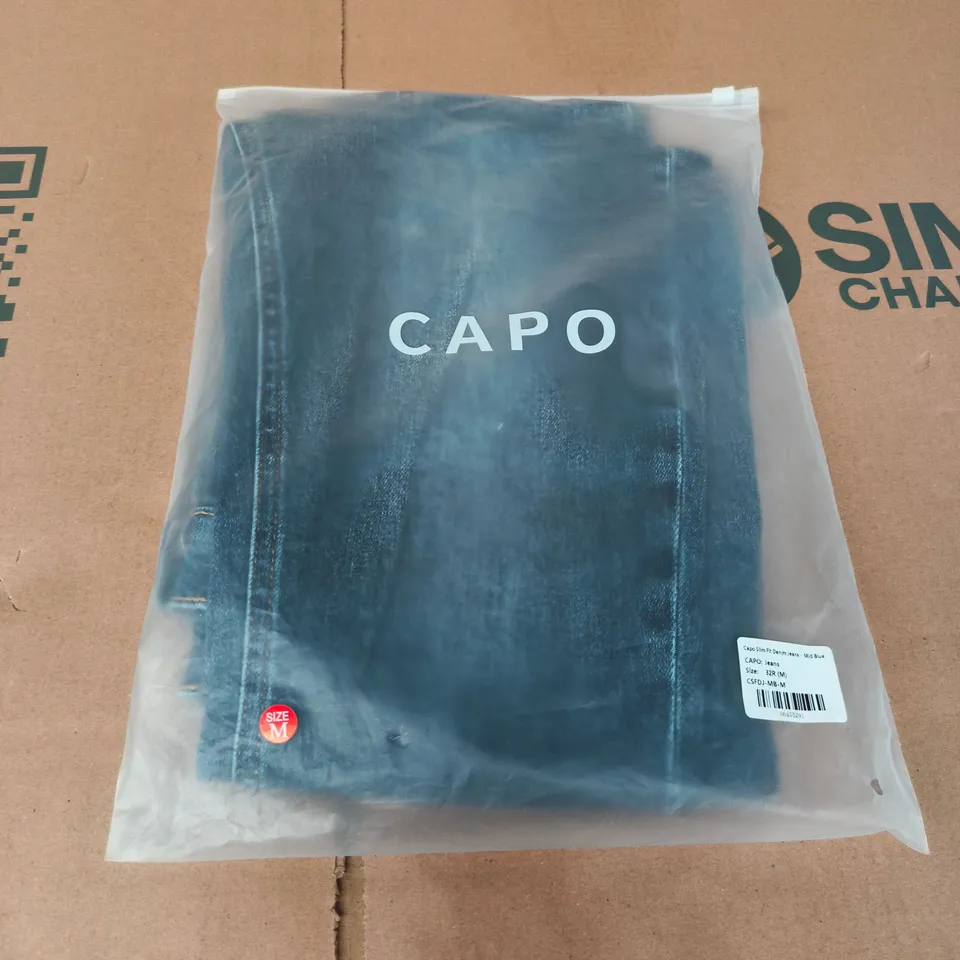 CAPO SLIM FIT DENIM JEANS – MID BLUE, SIZE 32R (M)