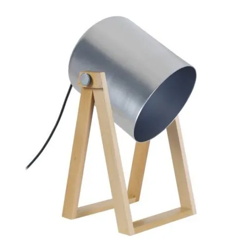 BOXED TOSEL KIMMONS CYLINDRICAL TABLE DESK LAMP WOOD AND METAL, SILVER