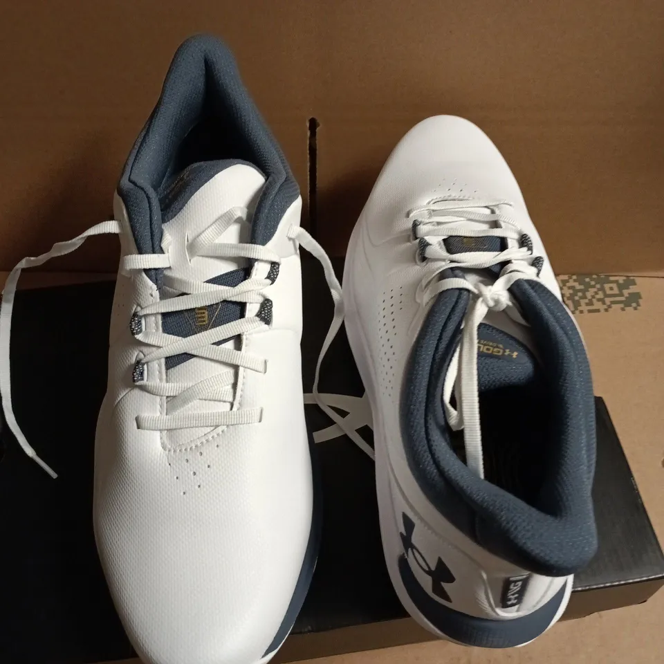UNDER ARMOUR UA DRIVE PRO WIDE GOLF SHOES – MEN'S UK 10 WHITE/NAVY