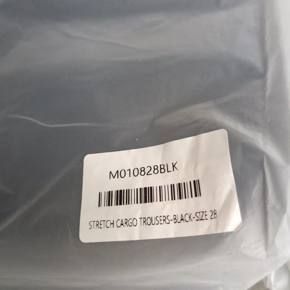 UK 28 LEGEND LONDON STRETCH CARGO TROUSERS - BLACK