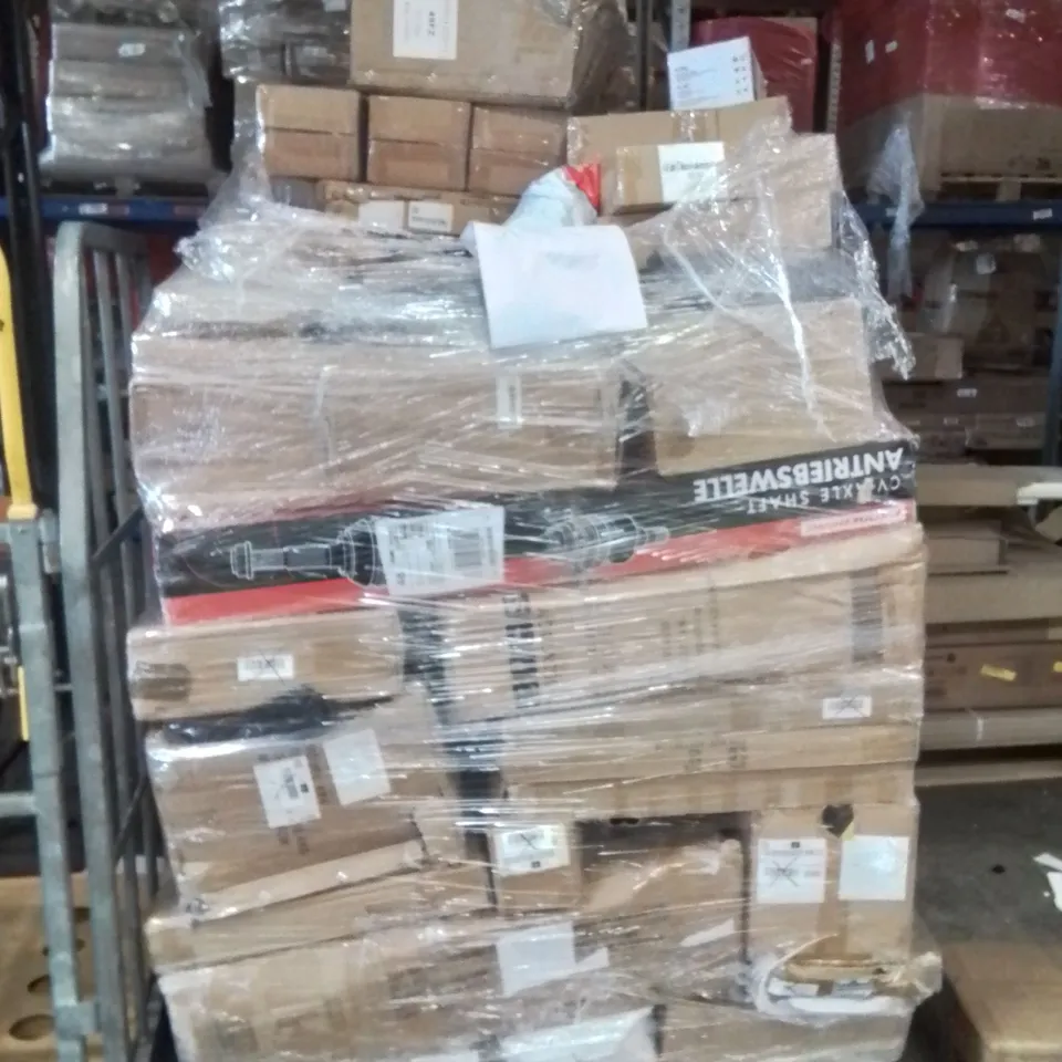 PALLET OF ASSORTED HOUSEHOLD GOODS AND ELECTRICAL ITEMS TO INCLUDE;AXLE SHAFT,A4 PORTABLE PRINTER,STRUT MOUNT